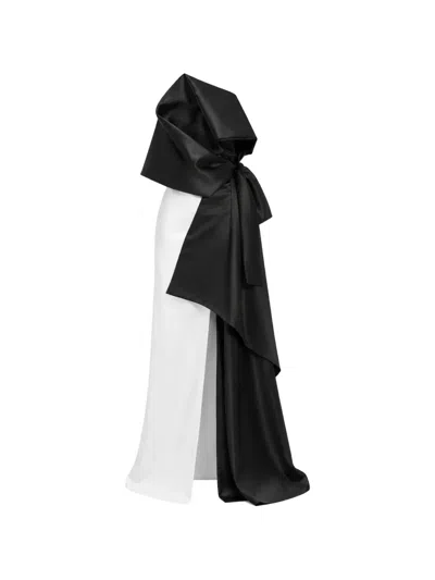 Monarh Asymmetrical Architectural Bow Gown In Multi