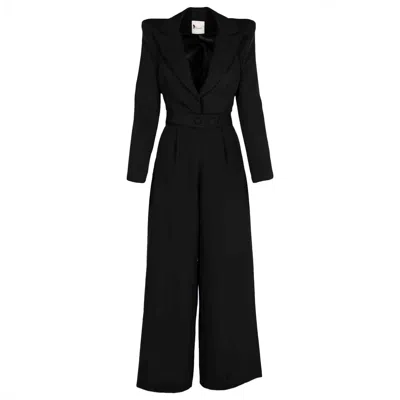 Monarh Black Cropped Blazer Suit With Structured Shoulders