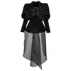 Monarh Black Crystal Bow Tuxedo Set With Sheer Tail In Black
