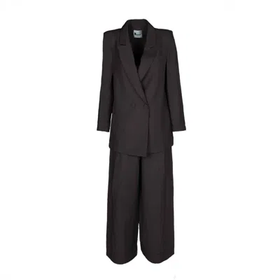 Monarh Black Relaxed Dark Linen-blend Suit