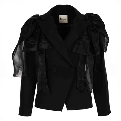 Monarh Black Tailored Suit With Detachable Organza Bows