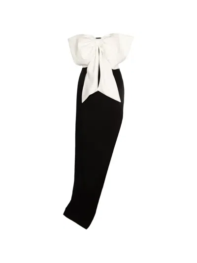 Monarh Bow-detail Side-slit Maxi Dress In Black
