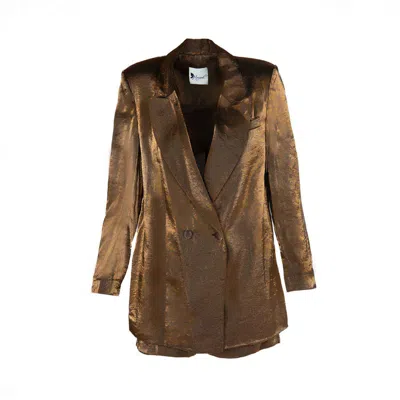Monarh Brown Metallic Linen-blend Shorts Suit