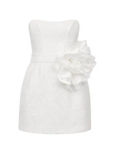 Monarh Chantilly Lace-appliqué Flower-embellished Mini Dress In Black