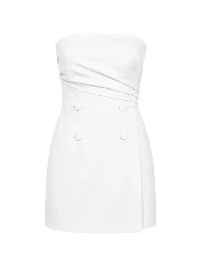 Monarh Double-breasted Strapless Mini Dress In 화이트