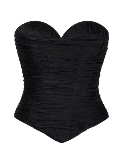Monarh Gathered Frills Corset In Black