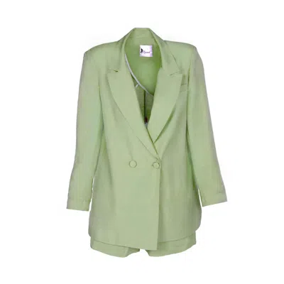 Monarh Green Tailored Shorts Suit In Mint Linen