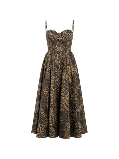 Monarh Leopard-print Corset-style Midi Dress In Multi