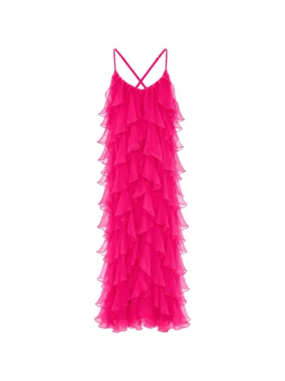 Monarh Lucky Ruffled Maxi Dress In Pink