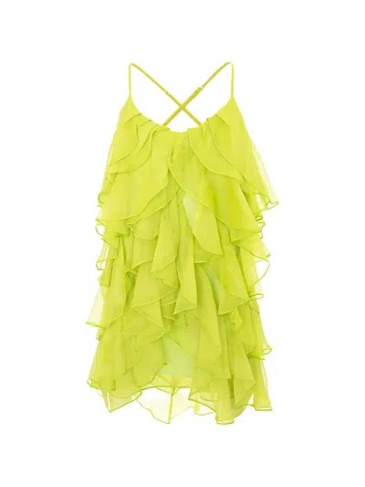 Monarh Lucky Ruffled Mini Dress In Yellow