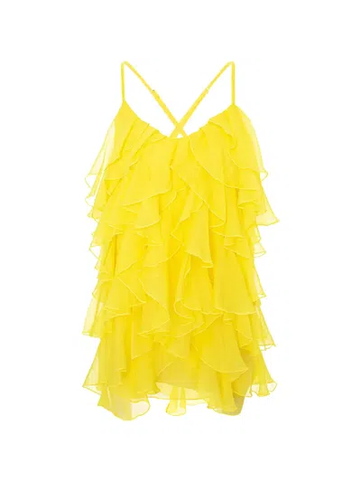 Monarh Lucky Ruffled Mini Dress In Yellow