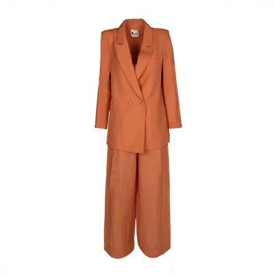Monarh Orange Relaxed Linen-blend Suit