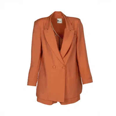 Monarh Orange Tailored Shorts Suit In Terracotta Linen