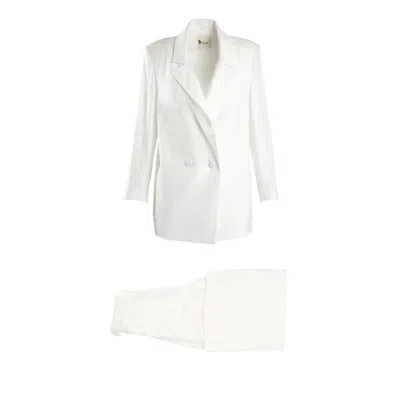 Monarh Relaxed White Linen-blend Suit