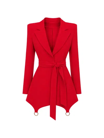 Monarh Ringoux Sculptural-shoulder Blazer Mini Dress In Animal Print