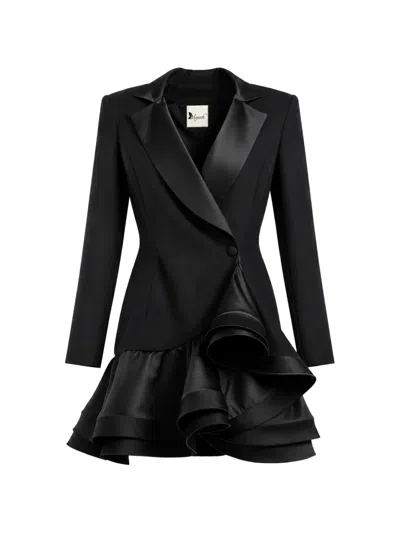 Monarh Ruffled Blazer-style Mini Dress In Black
