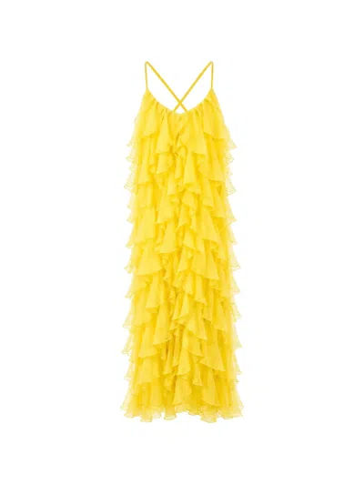 Monarh Ruffled Maxi Dress In Yellow