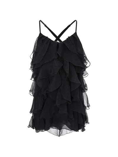 Monarh Ruffled Silk-blend Mini Dress In Animal Print