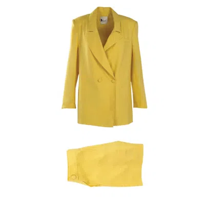 Monarh Tailored Linen-blend Shorts Suit In Lemon Yellow
