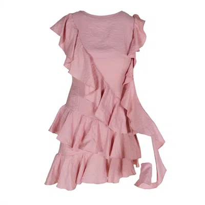Monarh Women's Asymmetric Ruffled Mini Dress – Blush Pink