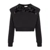 Monarh Women's Black Crop Hoodie With Shoulder Cutouts And Butterfly Wing Accents In Black