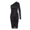 Monarh Women's Black One-shoulder Dress With Side Slit In Black