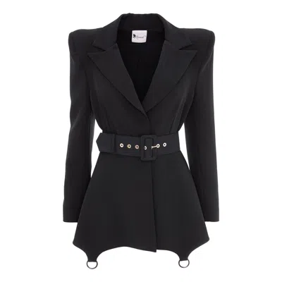 Monarh Women's Black Oversized Shoulder Ring Blazer