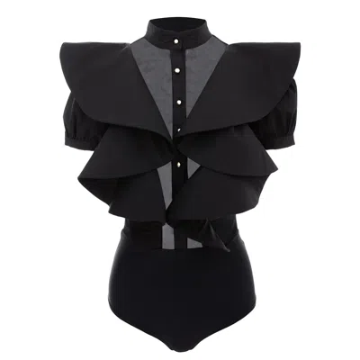 Monarh Women's Black / Red Touch Me Bodysuit In Black/red