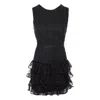Monarh Women's Black / Red / White Pixie Ruffle Mini Silk Dress In Black/red/white