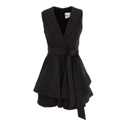 Monarh Women's Black / Red / White Vest-style Dress With Lapels In Black/red/white