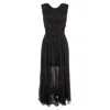 Monarh Women's Black Silk Dress With Open Back And Semi-transparent Skirt In Black