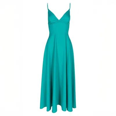 Monarh Women's Blue Lurisia Topaz Draped Waist Midi Dress