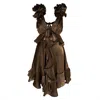 Monarh Women's Brown Ruffled Mini Dress With Open Back – Bronze In Brown