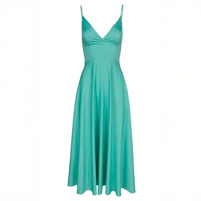 Monarh Women's Green Lurisia Pearl Aqua Waist Midi Dress In Blue