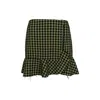 Shop Monarh Women's Green Print Skirt With Unfinished Ruffle