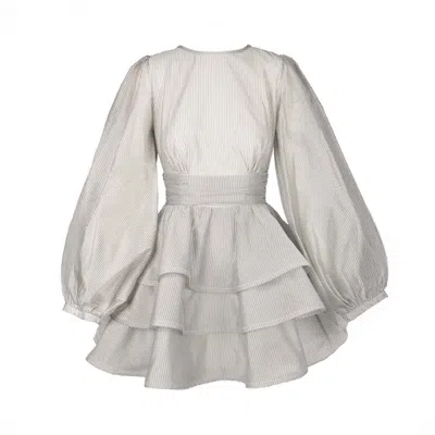 Monarh Women's Grey Silk Organza Ruffled Mini Dress In Gray