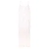 Monarh Women's Lucky White Silk Maxi Dress With Ruffles And Open Back In White