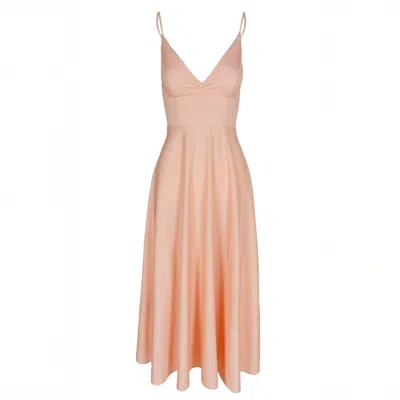 Monarh Women's Lurisia Mandys Pink Draped Waist Midi Dress