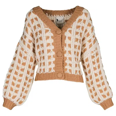 Monarh Women's Neutrals Chic Beige And White Knit Cardigan In Beige/white