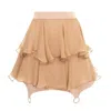 Monarh Women's Neutrals Neutral Red Silk Ruffle Skirt With Rings In Red