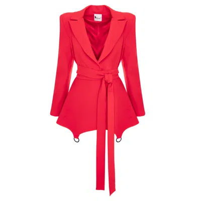 Monarh Women's Oversized Shoulder Red Ring Blazer