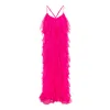 Monarh Women's Pink / Purple Lucky Fuchsia Silk Maxi Dress With Ruffles And Open Back In Pink/purple