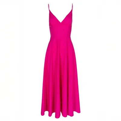 Monarh Women's Pink / Purple Lurisia Dark Hot Pink Draped-waist Midi Dress In Multi