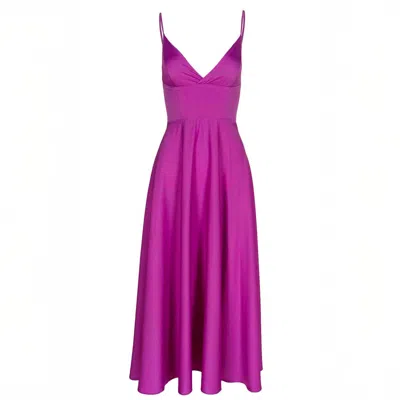 Monarh Women's Pink / Purple Lurisia Sharp Purple Draped-waist Midi Dress