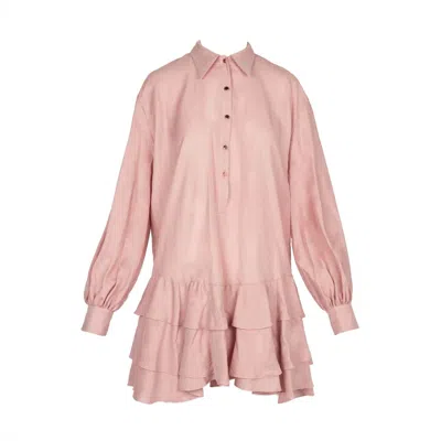 Monarh Women's Pink / Purple Short Ruffled Shirt Dress In Multi