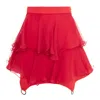 Monarh Women's Red Silk Ruffle Skirt With Rings. In Red