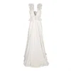 Monarh Women's Ruffled Maxi Dress With Deep V Neckline – White In White