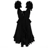 Monarh Women's Ruffled Mini Dress With Open Back – Black In Black