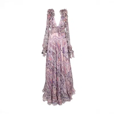 Monarh Women's Silk Cut Out Gown With Split Sleeves