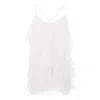 Monarh Women's White Lucky  Silk Dress With Ruffles In White